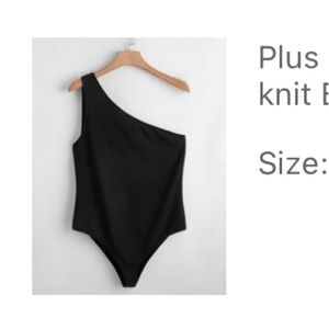 NWOT Black SHEIN One Shoulder Rib-Knit Bodysuit 3X